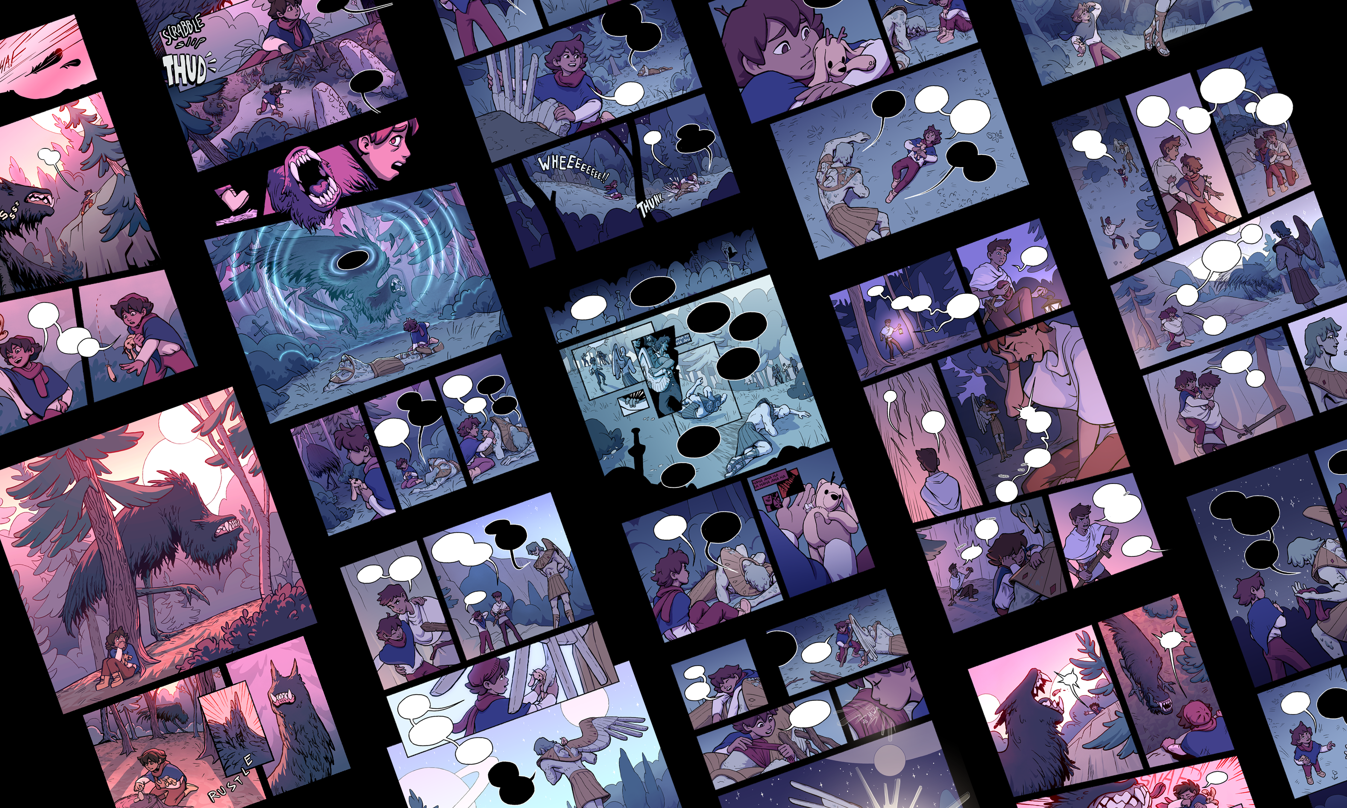 Pages from the comic, tiled